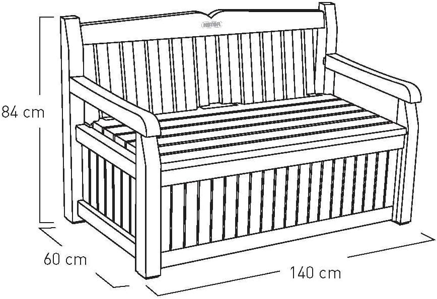 Keter Eden Bench 265L Outdoor 60% recycled Garden Furniture Storage Box Beige & Brown Wood Panel Effect | Fade Free | All Weather Resistant | Safe and Secure | Zero Maintenance | 2 year Warranty