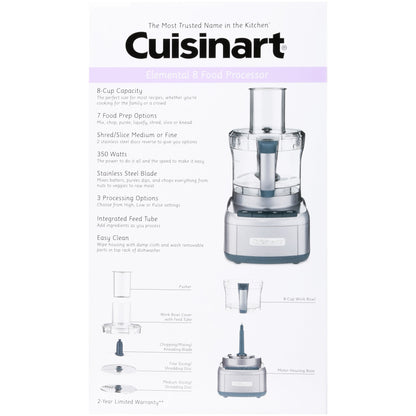 Cuisinart Elemental 8-Cup Food Processor, Silver (FP-8SV)