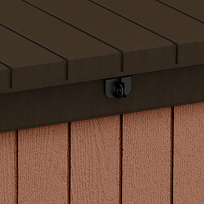 Keter Darwin 380L Outdoor Garden Furniture Storage Box Brown Evotech+ Wood Look and Feel | Fade Free | All Weather Resistant | Safe and Secure | Zero Maintenance | 2 year Warranty