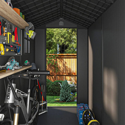 Pro Grade 6ft x 4ft Premium Plastic Garden Shed Double Door - Grey Wood Touch Texture